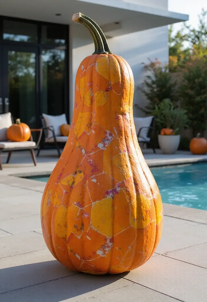 25+ Tall Pumpkin Painting Ideas for Unique Fall Decor - 6. Geometric Patterns