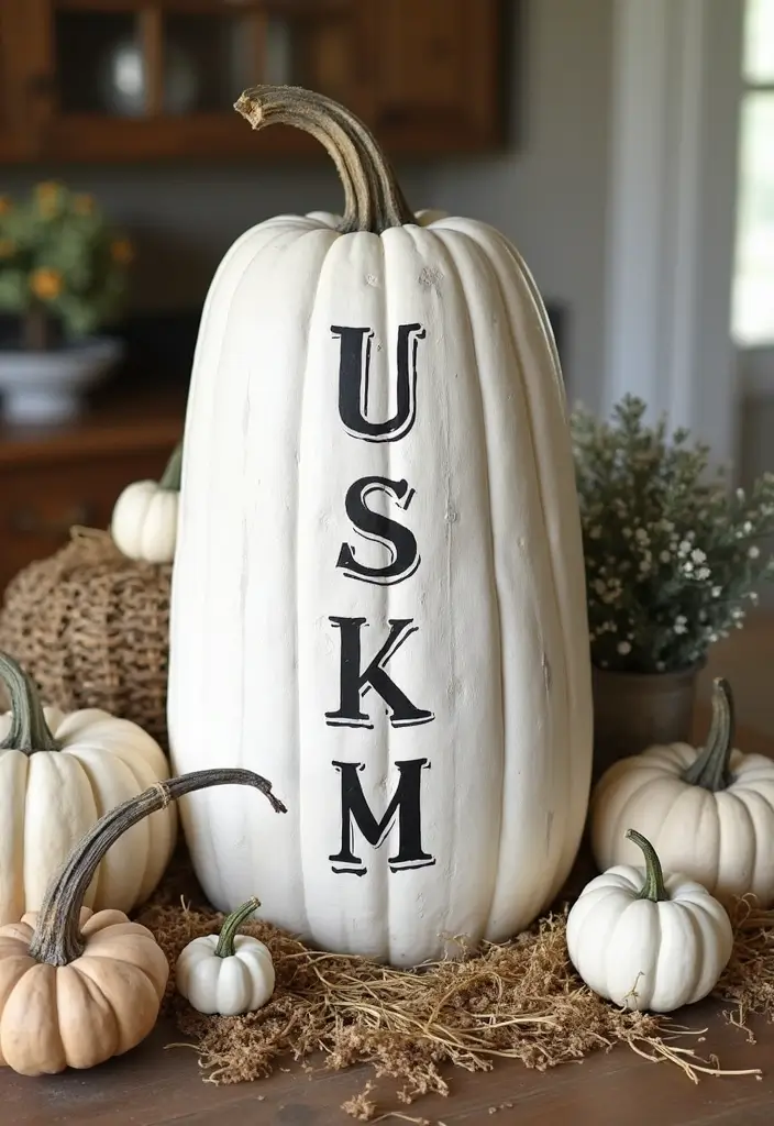 25+ Tall Pumpkin Painting Ideas for Unique Fall Decor - 8. Rustic Farmhouse Style