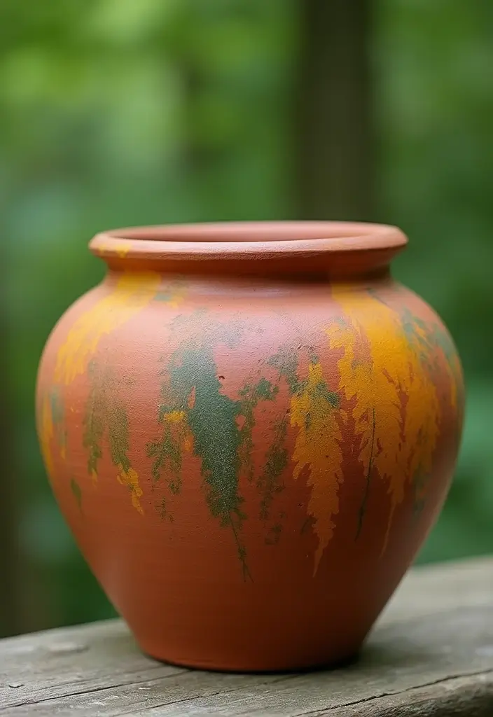 25+ Terracotta Pot Painting Ideas with Natural Style - 20. Nature-Inspired Stains