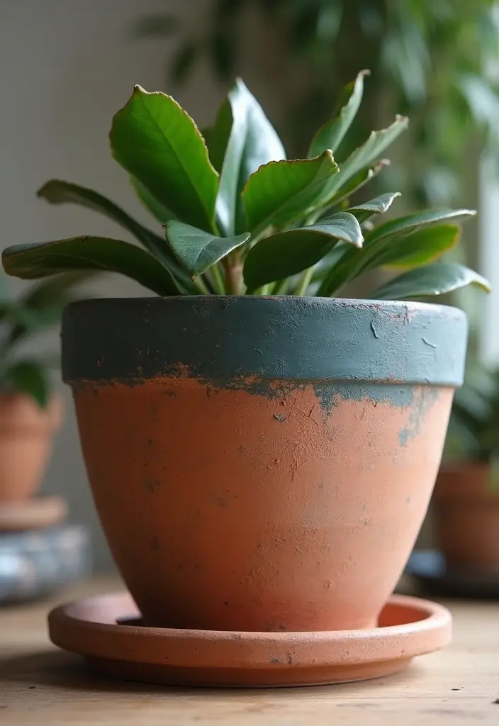 25+ Terracotta Pot Painting Ideas with Natural Style - 23. Grunge Texture