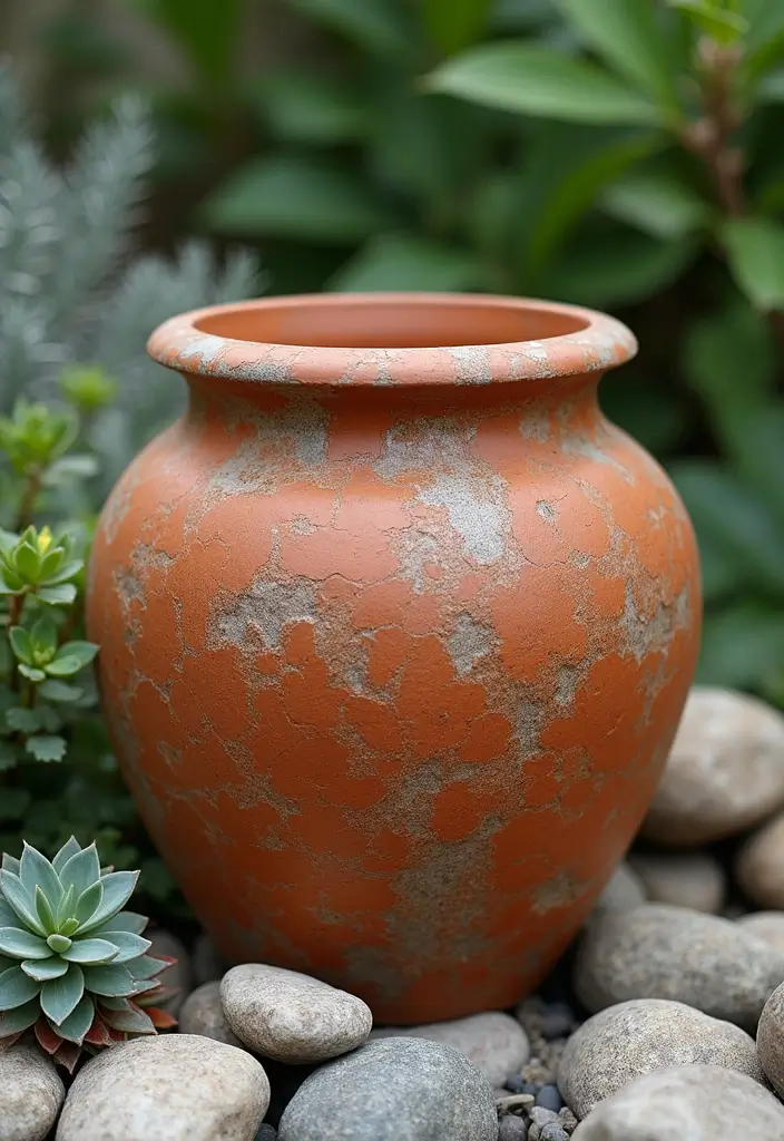 25+ Terracotta Pot Painting Ideas with Natural Style - 4. Natural Stone Effect