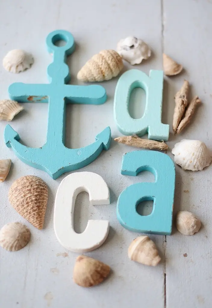 25+ Wood Letter Painting Ideas to Personalize Your Space - 10. Nautical-Inspired Letters