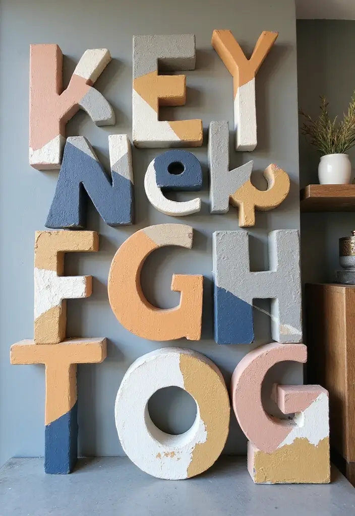 25+ Wood Letter Painting Ideas to Personalize Your Space - 15. Geometric Patterns