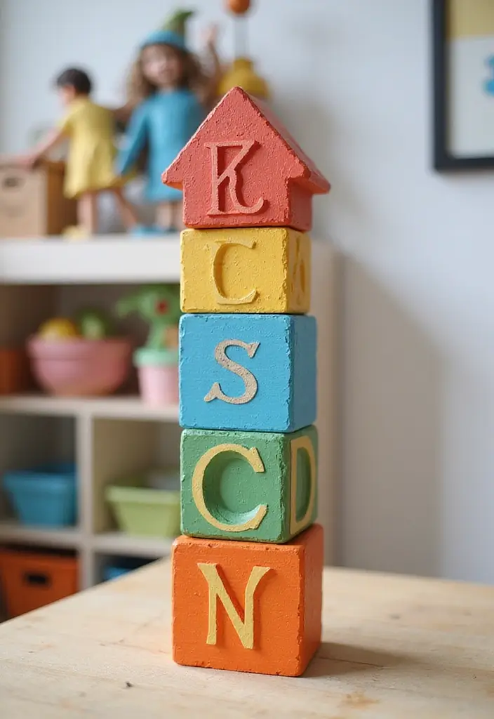 25+ Wood Letter Painting Ideas to Personalize Your Space - 23. Layered Wooden Name Blocks