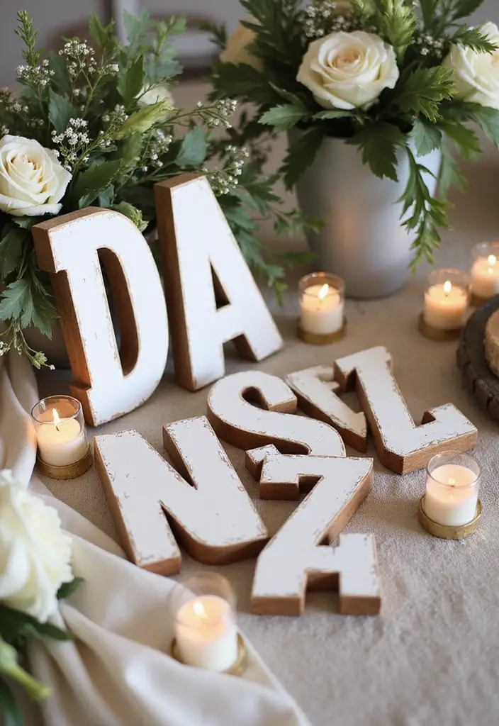 25+ Wood Letter Painting Ideas to Personalize Your Space - 24. Personalized Wedding Decor Letters