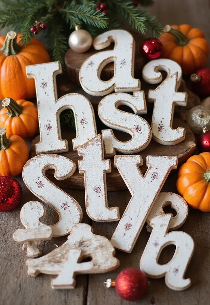 25+ Wood Letter Painting Ideas to Personalize Your Space - 6. Holiday-Themed Letters
