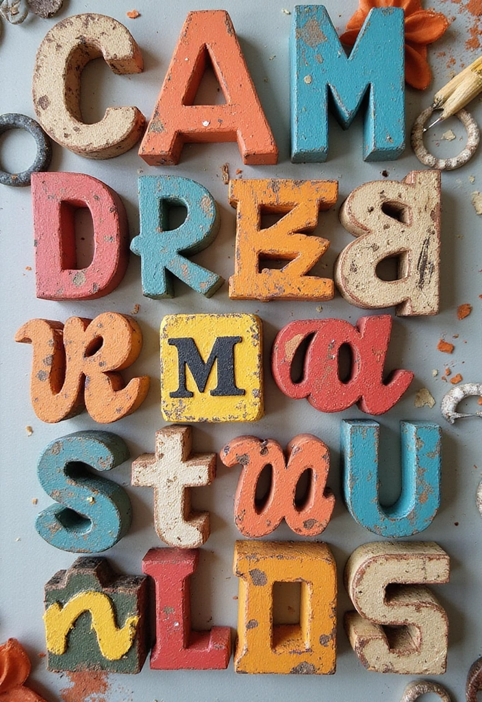 25+ Wood Letter Painting Ideas to Personalize Your Space - 9. Layered Lettering