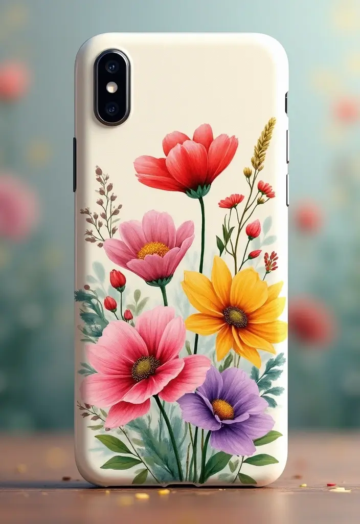 30 Aesthetic Phone Case Painting Ideas You’ll Love - 1. Floral Fantasy