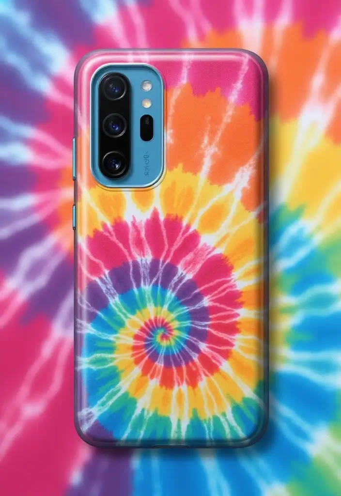 30 Aesthetic Phone Case Painting Ideas You’ll Love - 11. Tie-Dye Delight
