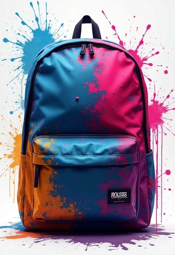 30 Backpack Painting Ideas for a Personalized Look - 14. Neon Splashes