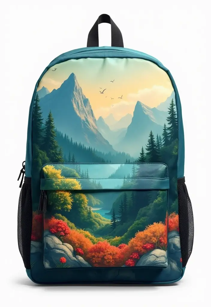 30 Backpack Painting Ideas for a Personalized Look - 16. Nature Scenes