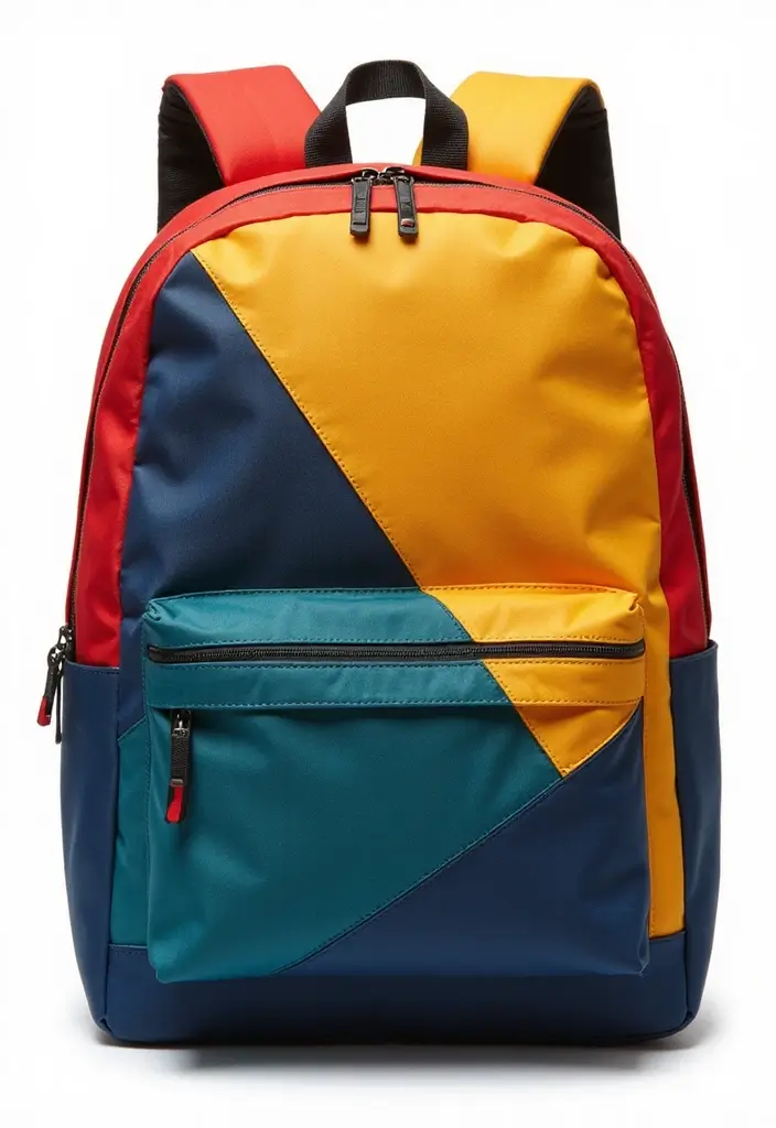 30 Backpack Painting Ideas for a Personalized Look - 22. Color Block Designs