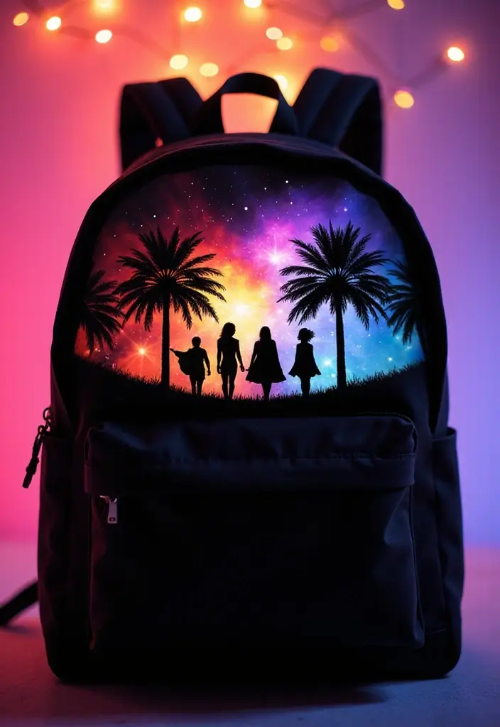 30 Backpack Painting Ideas for a Personalized Look - 25. Silhouette Designs