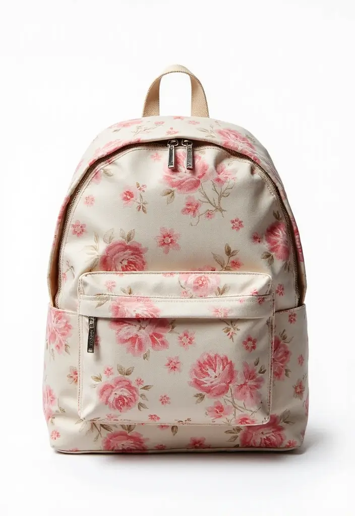 30 Backpack Painting Ideas for a Personalized Look - 29. Vintage Floral Motifs