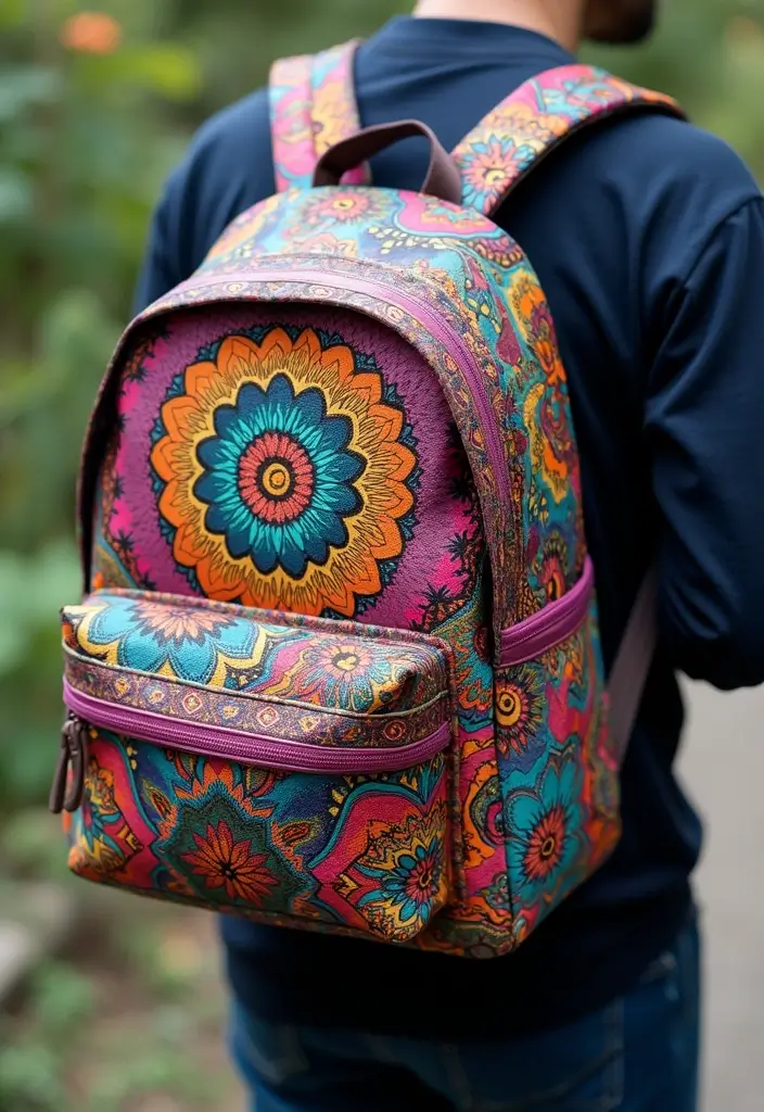 30 Backpack Painting Ideas for a Personalized Look - 3. Bohemian Mandalas