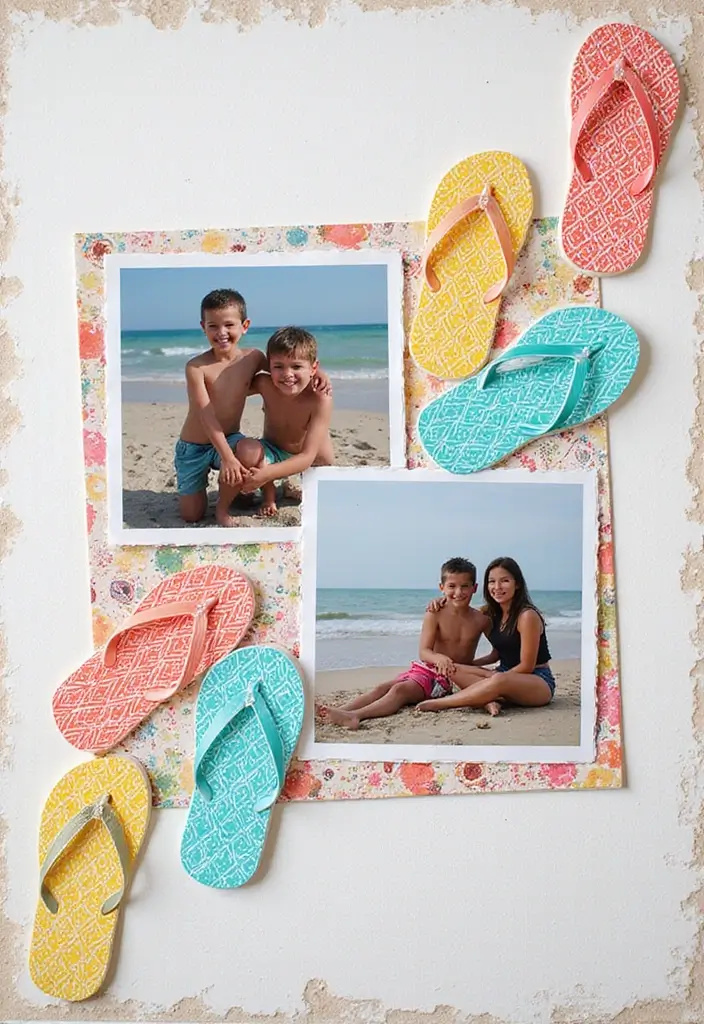 30 Beach Scrapbook Ideas for Your Summer Memories - 22. Flip Flop Fun