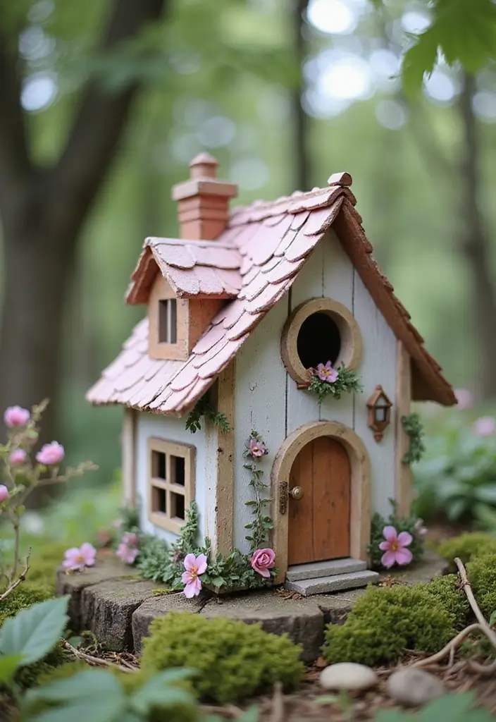 30 Bird House Painting Ideas for a Whimsical Garden - 7. Fairytale Cottage