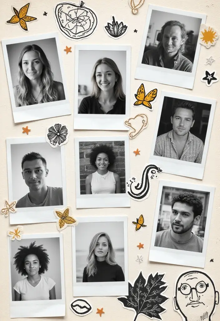 30 Black and White Scrapbook Ideas with Chic Contrast - 12. Polaroid Flair