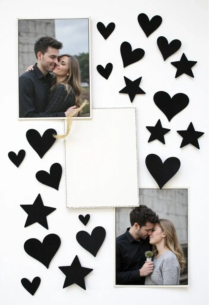 30 Black and White Scrapbook Ideas with Chic Contrast - 13. Cut-Out Shapes