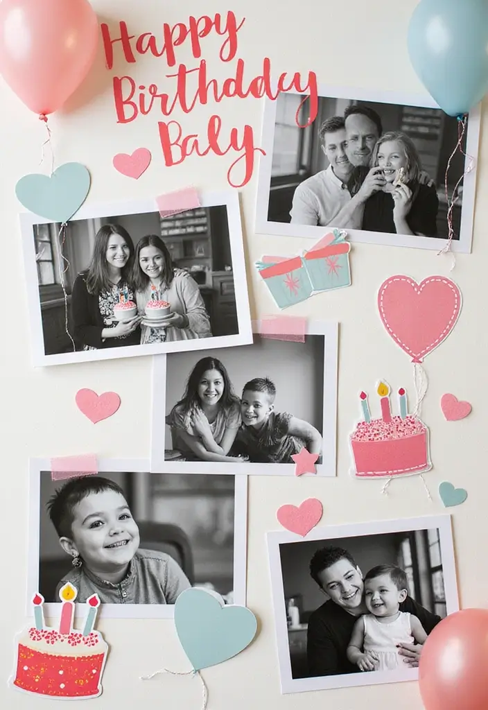 30 Black and White Scrapbook Ideas with Chic Contrast - 16. Birthday Bash