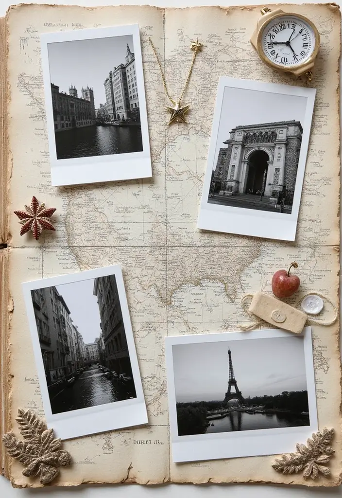 30 Black and White Scrapbook Ideas with Chic Contrast - 17. Travel Diaries