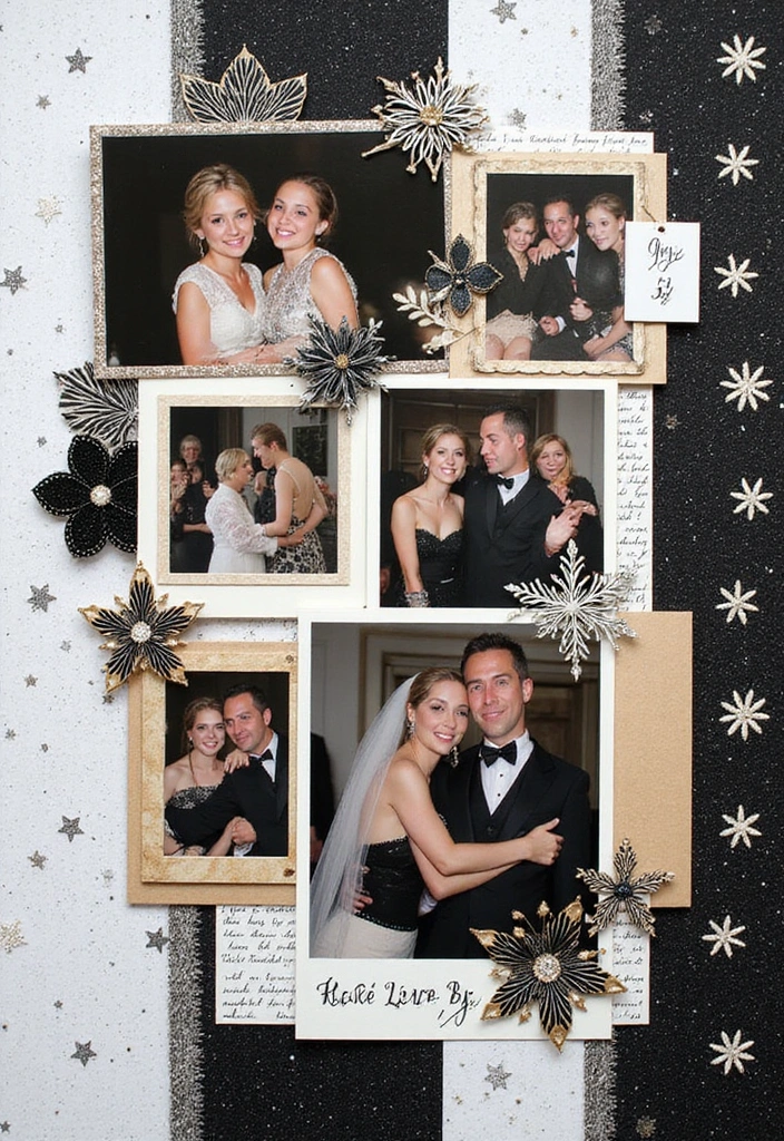 30 Black and White Scrapbook Ideas with Chic Contrast - 20. Celebration Highlights
