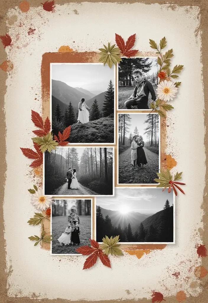 30 Black and White Scrapbook Ideas with Chic Contrast - 21. Seasonal Themes
