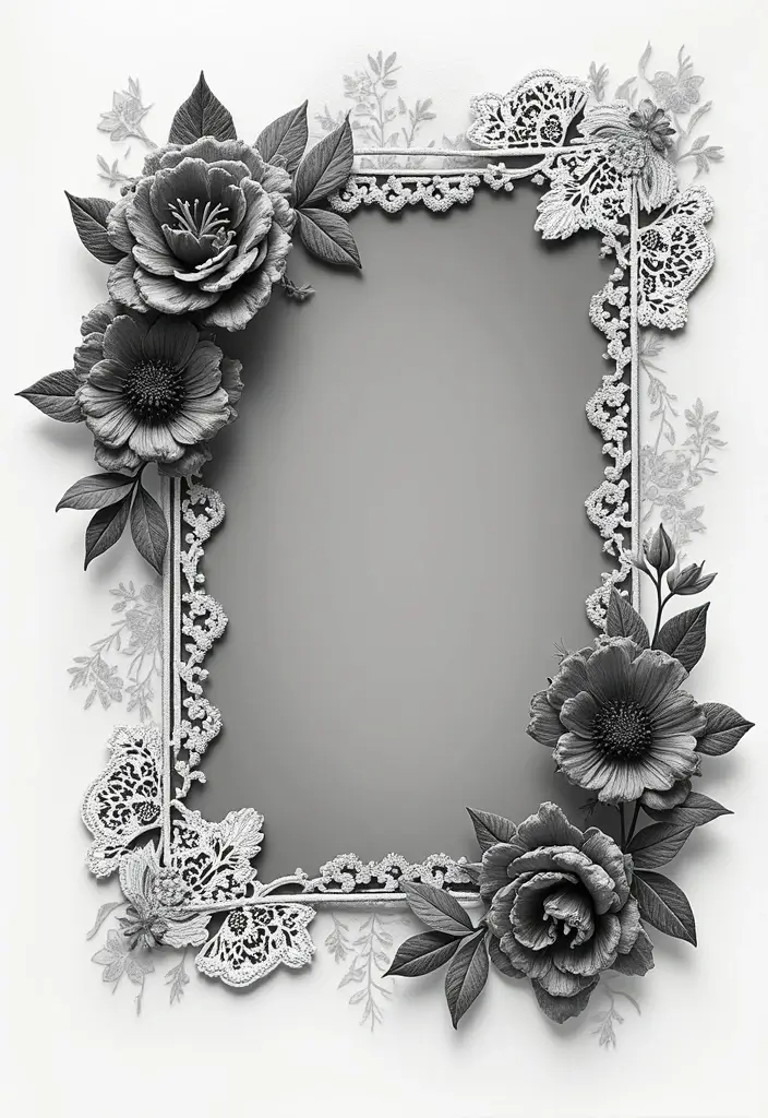 30 Black and White Scrapbook Ideas with Chic Contrast - 3. Floral Elegance