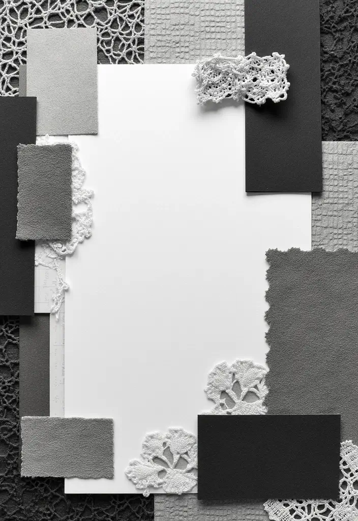 30 Black and White Scrapbook Ideas with Chic Contrast - 5. Layering Textures