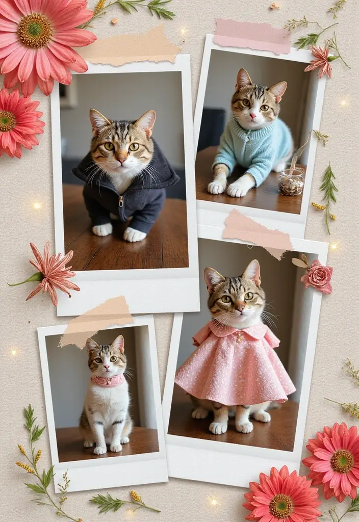 30 Cat Scrapbook Ideas for Every Proud Cat Parent - 13. Cat Fashion Show