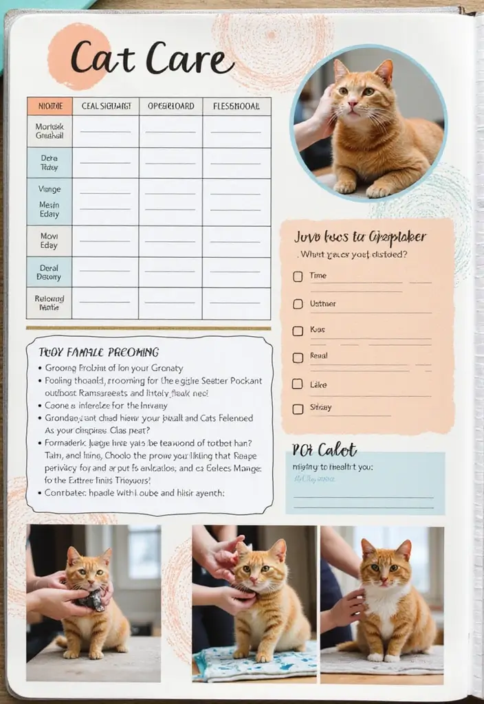 30 Cat Scrapbook Ideas for Every Proud Cat Parent - 18. Cat Care Page