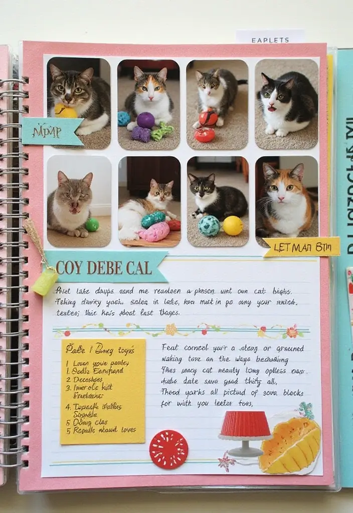 30 Cat Scrapbook Ideas for Every Proud Cat Parent - 8. Handmade Cat Toys Page