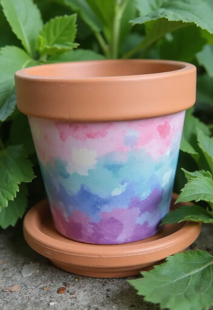 30 Clay Flower Pot Painting Ideas for Creative Decor - 10. Watercolor Techniques