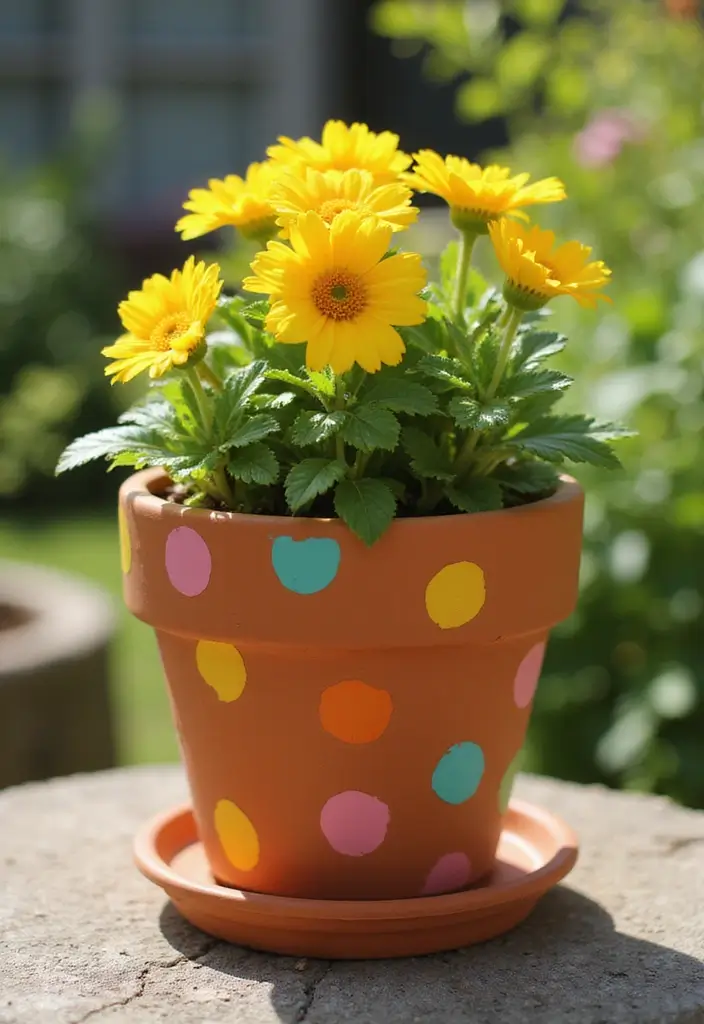 30 Clay Flower Pot Painting Ideas for Creative Decor - 26. Playful Polka Dots
