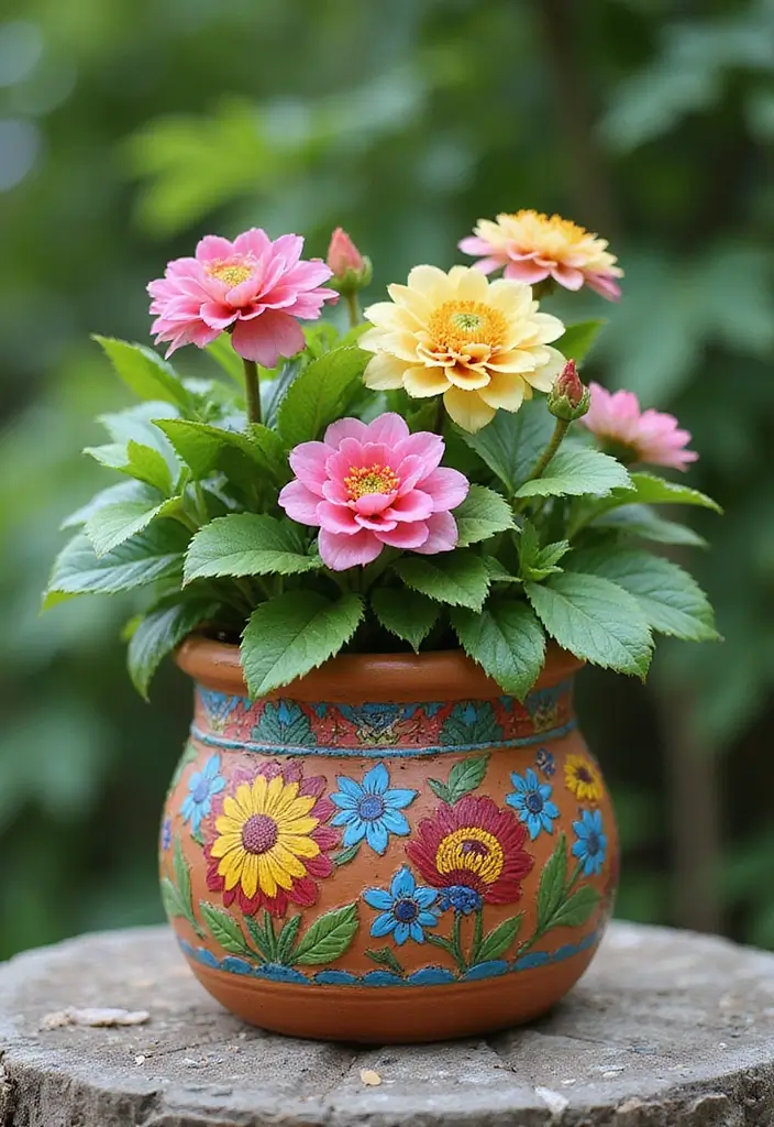30 Clay Flower Pot Painting Ideas for Creative Decor - 3. Floral Motifs