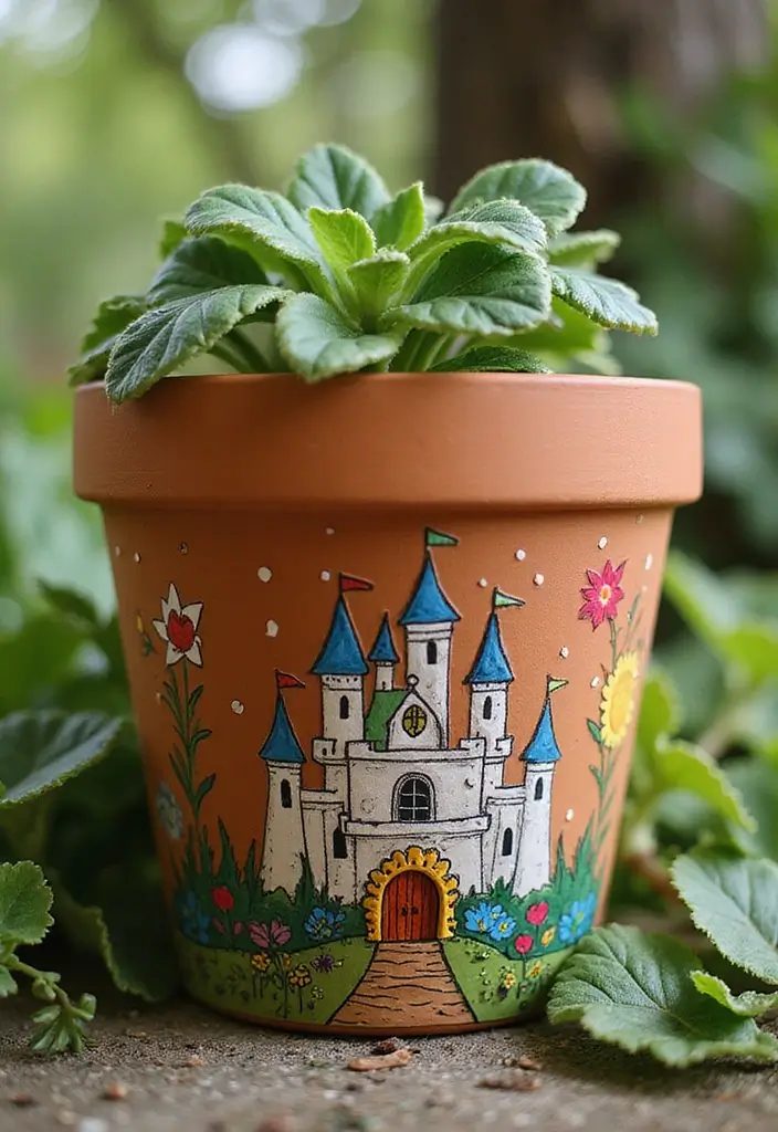 30 Clay Flower Pot Painting Ideas for Creative Decor - 30. Fairy Tale Dreams