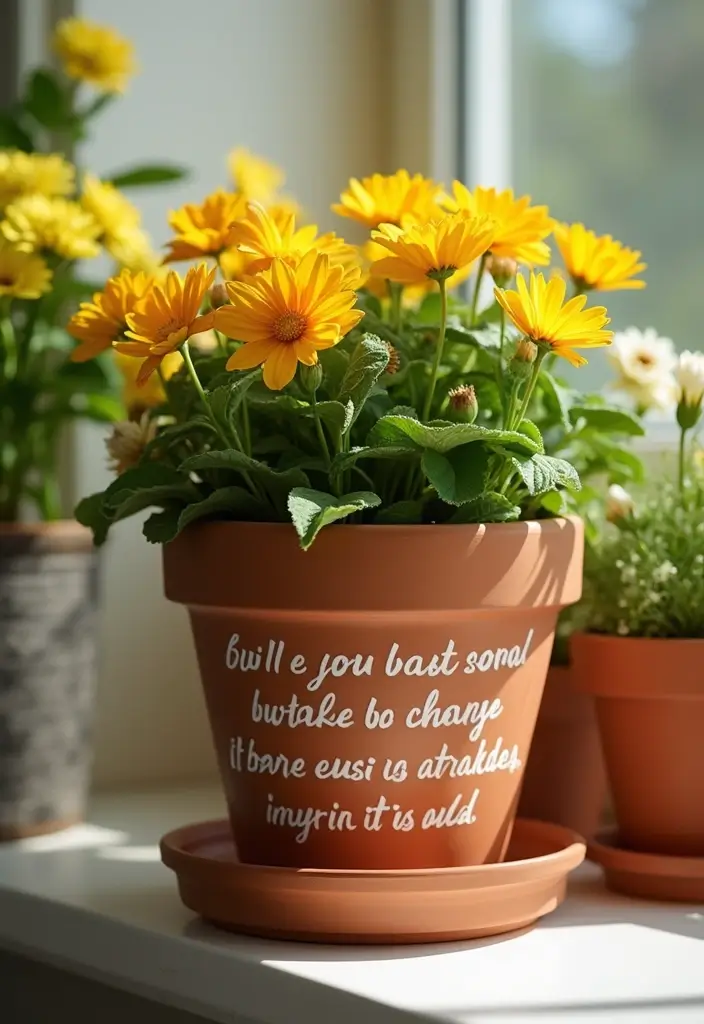 30 Clay Flower Pot Painting Ideas for Creative Decor - 7. Inspirational Quotes