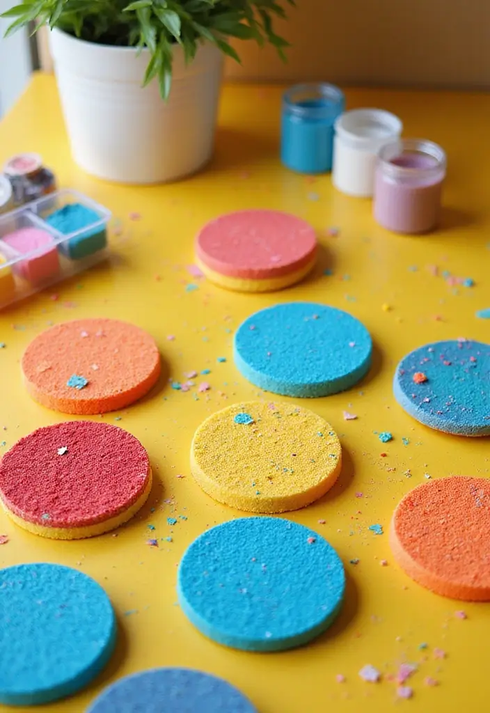 30 Coaster Painting Ideas for Unique Table Decor - 18. Sponge Painting Coasters