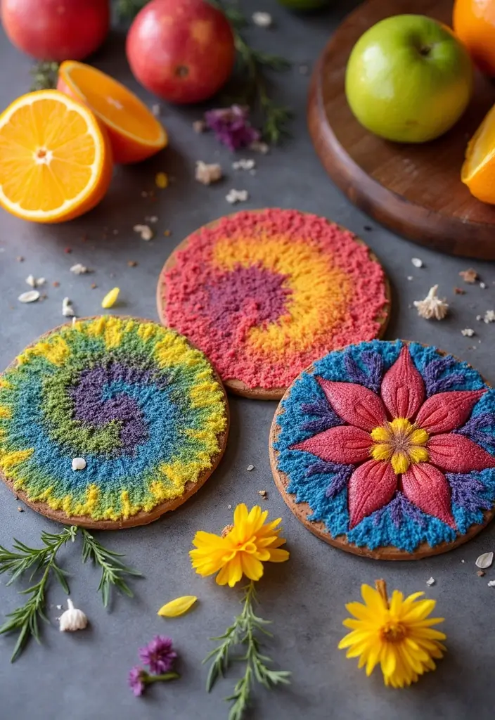 30 Coaster Painting Ideas for Unique Table Decor - 2. Natural Dye Swirls