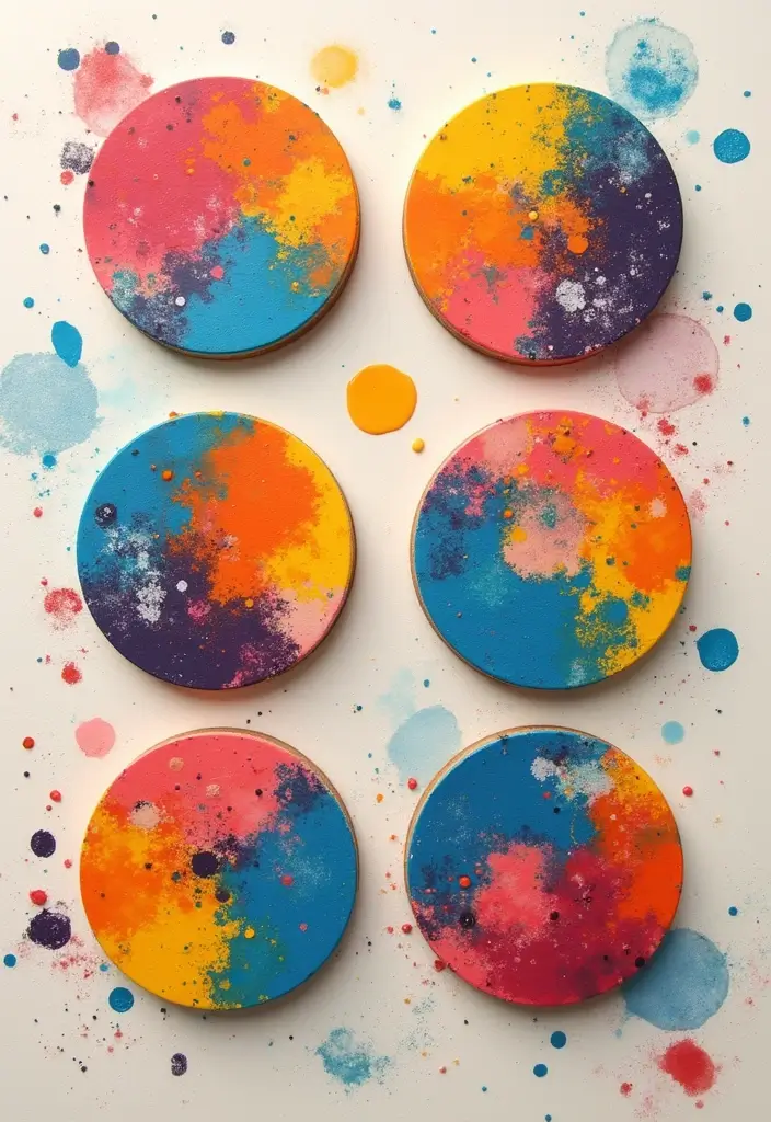 30 Coaster Painting Ideas for Unique Table Decor - 21. Abstract Art Coasters