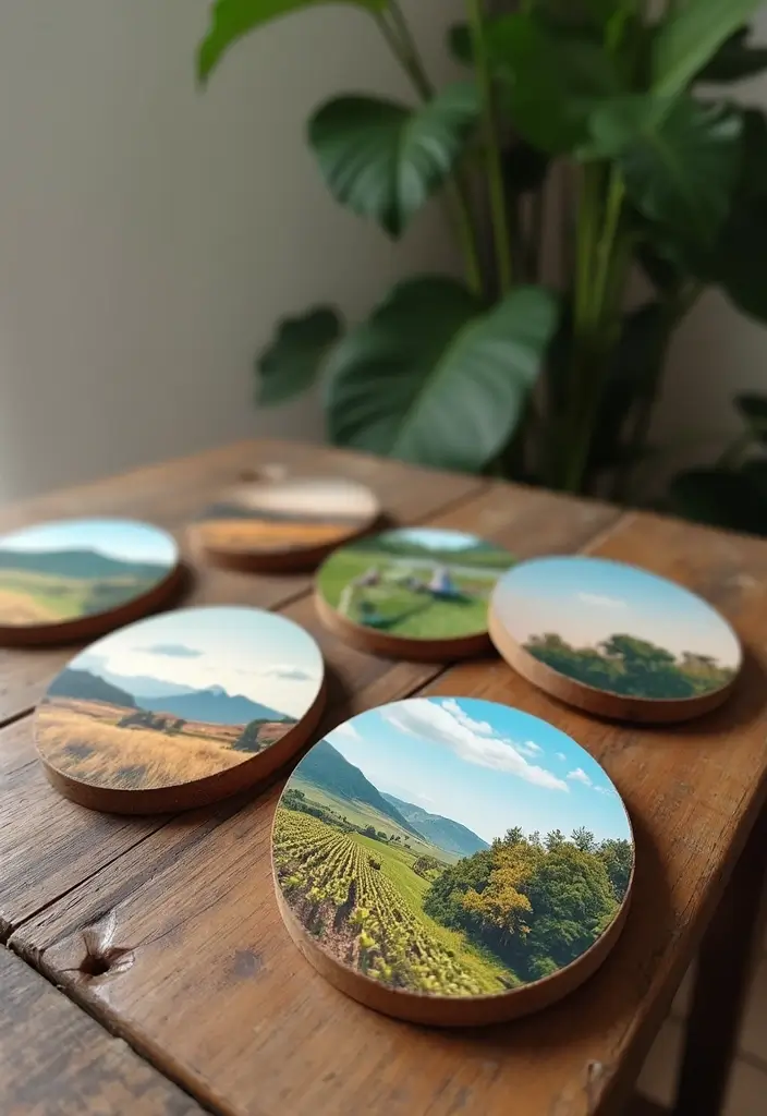 30 Coaster Painting Ideas for Unique Table Decor - 23. Nature Photographs