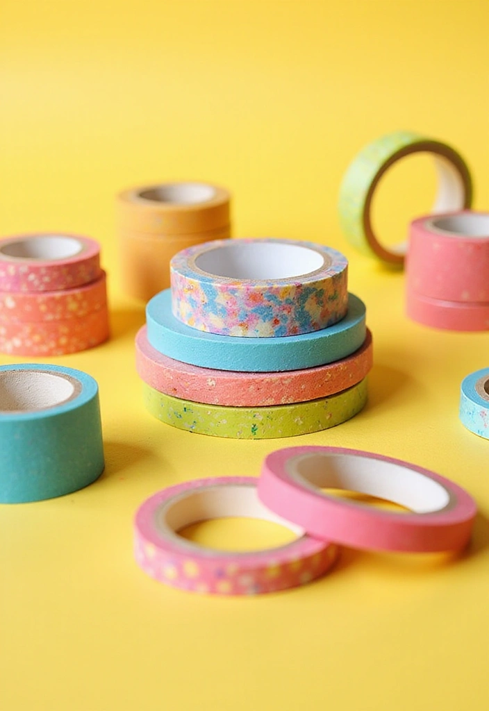 30 Coaster Painting Ideas for Unique Table Decor - 24. Colorful Washi Tape Coasters
