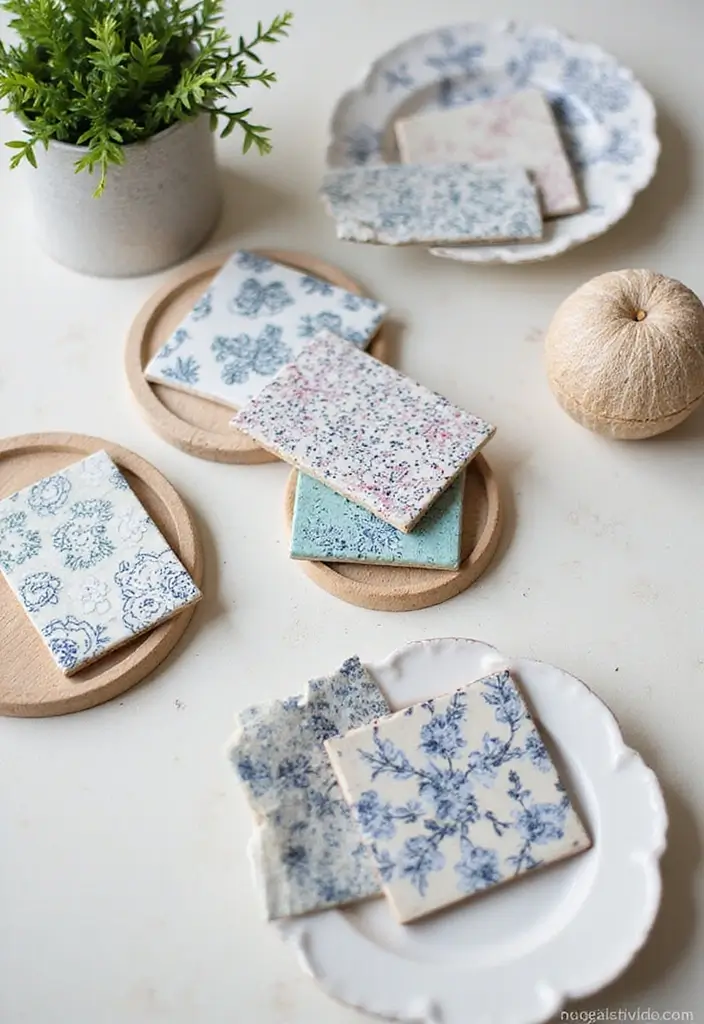 30 Coaster Painting Ideas for Unique Table Decor - 25. DIY Tiled Coasters