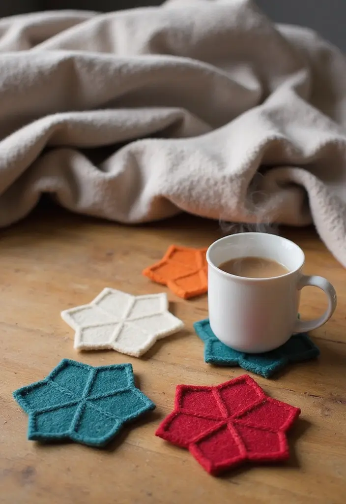 30 Coaster Painting Ideas for Unique Table Decor - 28. Felt Coasters