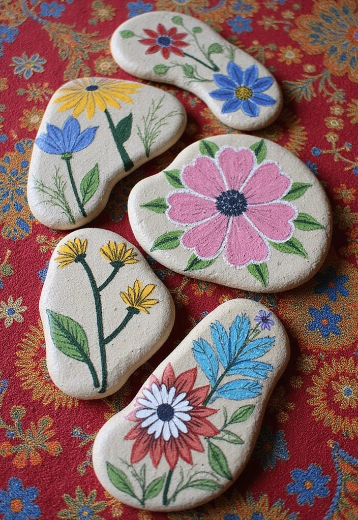 30 Coaster Painting Ideas for Unique Table Decor - 3. Stone Painting Coasters