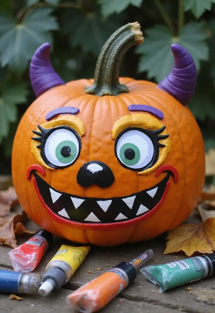 30 Creative Pumpkin Painting Ideas for Every Style - 1. Whimsical Monsters