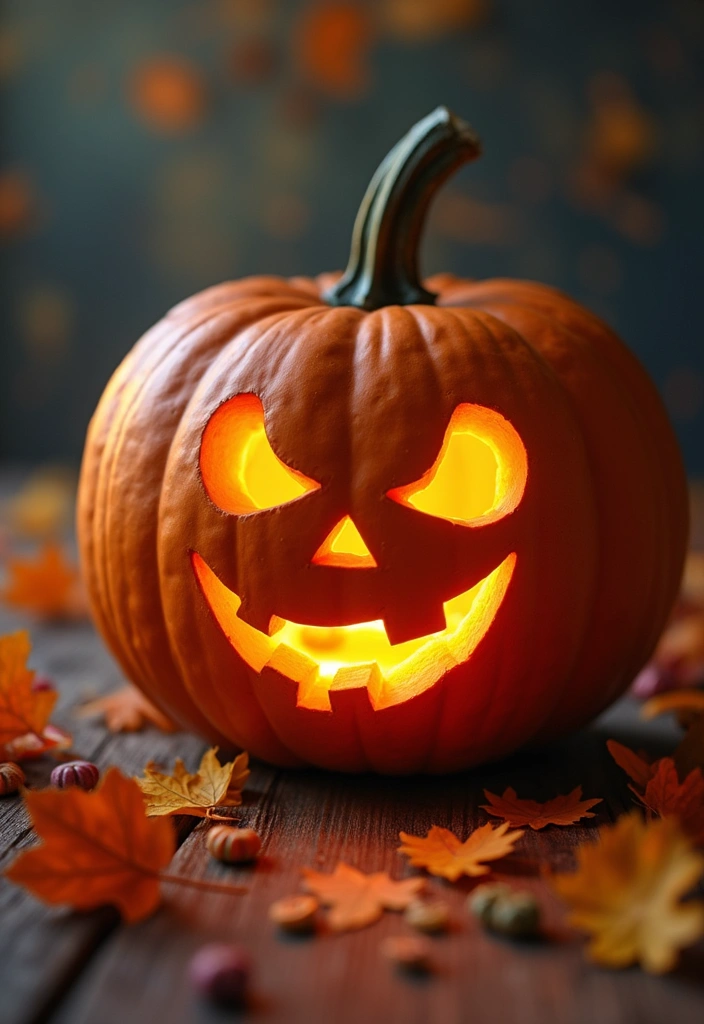 30 Creative Pumpkin Painting Ideas for Every Style - 13. Classic Jack-o'-Lantern
