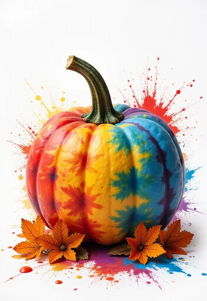 30 Creative Pumpkin Painting Ideas for Every Style - 18. Tie-Dye Delight