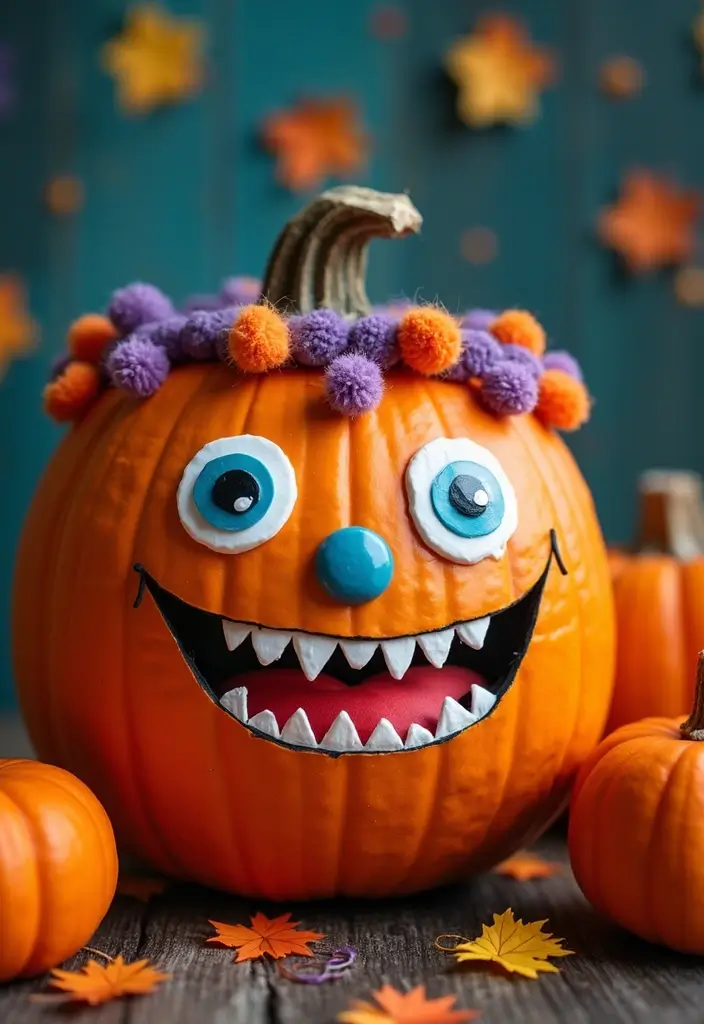 30 Creative Pumpkin Painting Ideas for Every Style - 25. Silly Monsters