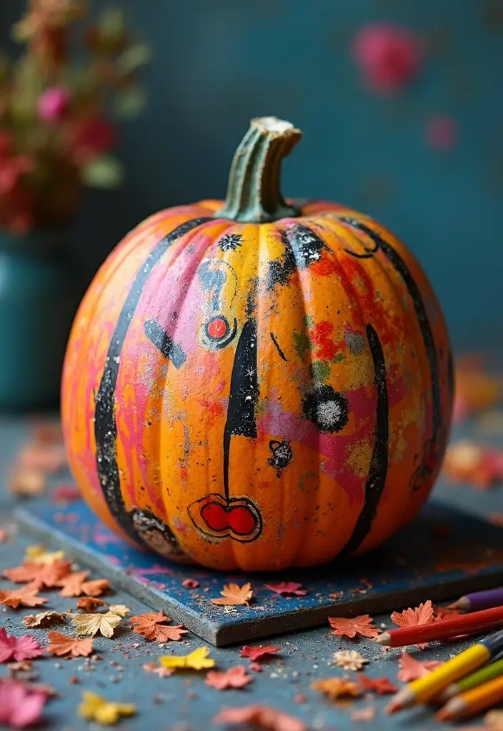 30 Creative Pumpkin Painting Ideas for Every Style - 26. Modern Art